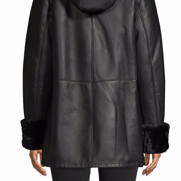 BLUE DUCK Fox Fur-Trim Sheepskin Hooded Jacket - Picture 7 of 8